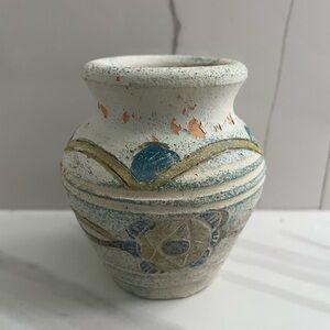 Vintage Southwestern Handcrafted Ceramic Vase, Rustic, Boho, Mediterranean